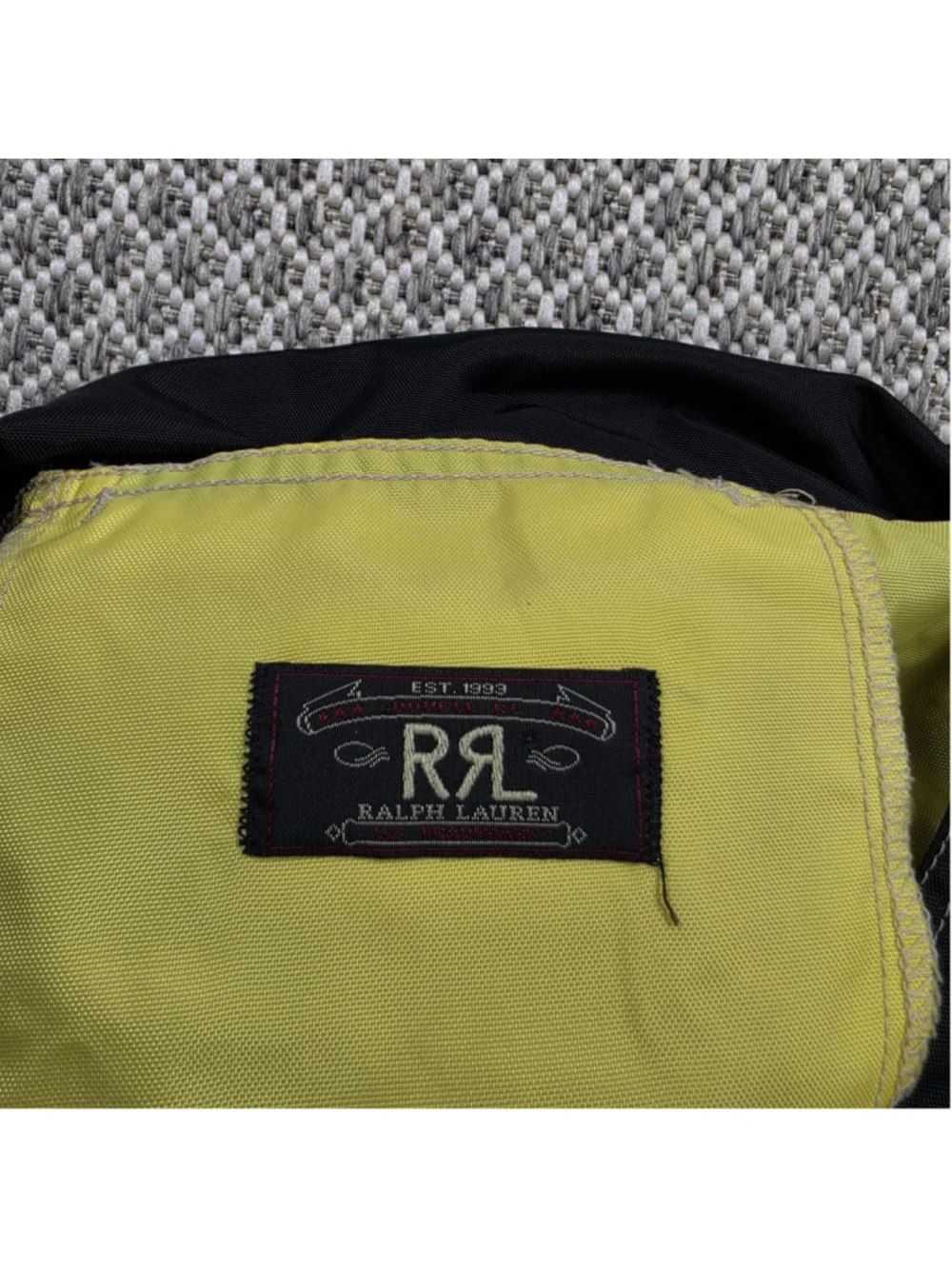 Vintage 90s RRL Ralph Lauren Board Shorts Mens 38 Black Yellow Made USA Nylon